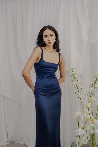 Navy Silk dress "Monia"