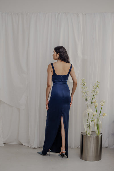 Navy Silk dress "Monia"